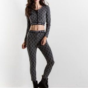Stussy banded legging and crop top set